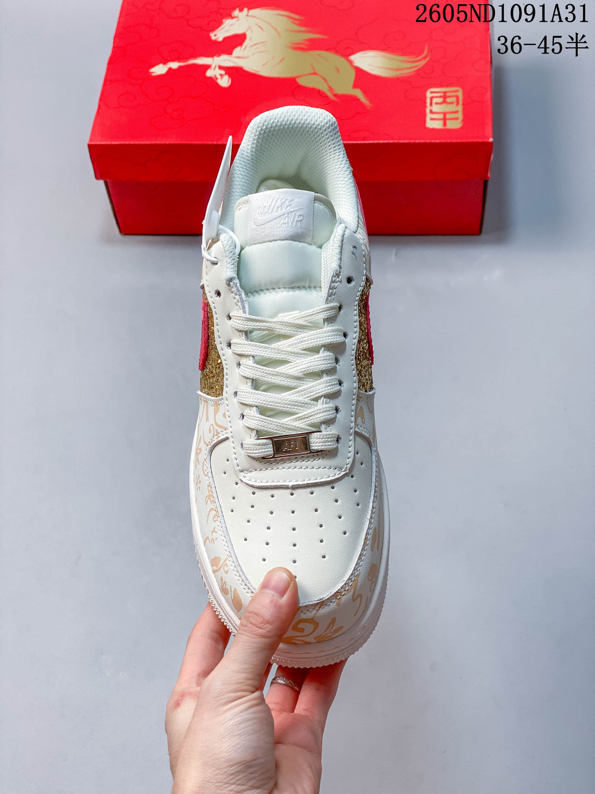 Top view showing the laces, perforated toe box and patterned trim.