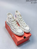 Off-white high-top sneakers with daisy embroidery and white laces