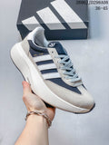 Navy and light grey adidas SL 72 Pro sneaker with white stripes and a chunky white sole