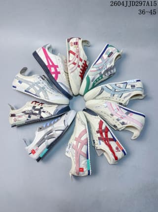 Several Mexico 66 sneakers arranged in a circular display, showing assorted colorways.