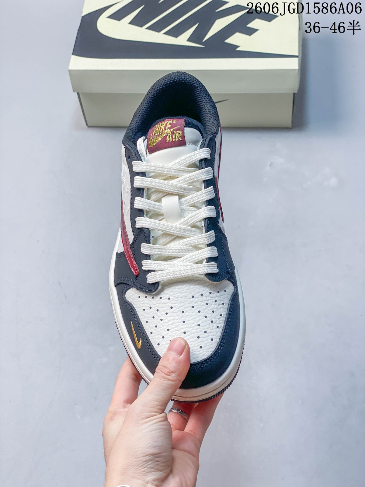 Top view showing the perforated toe, white laces, and navy overlays