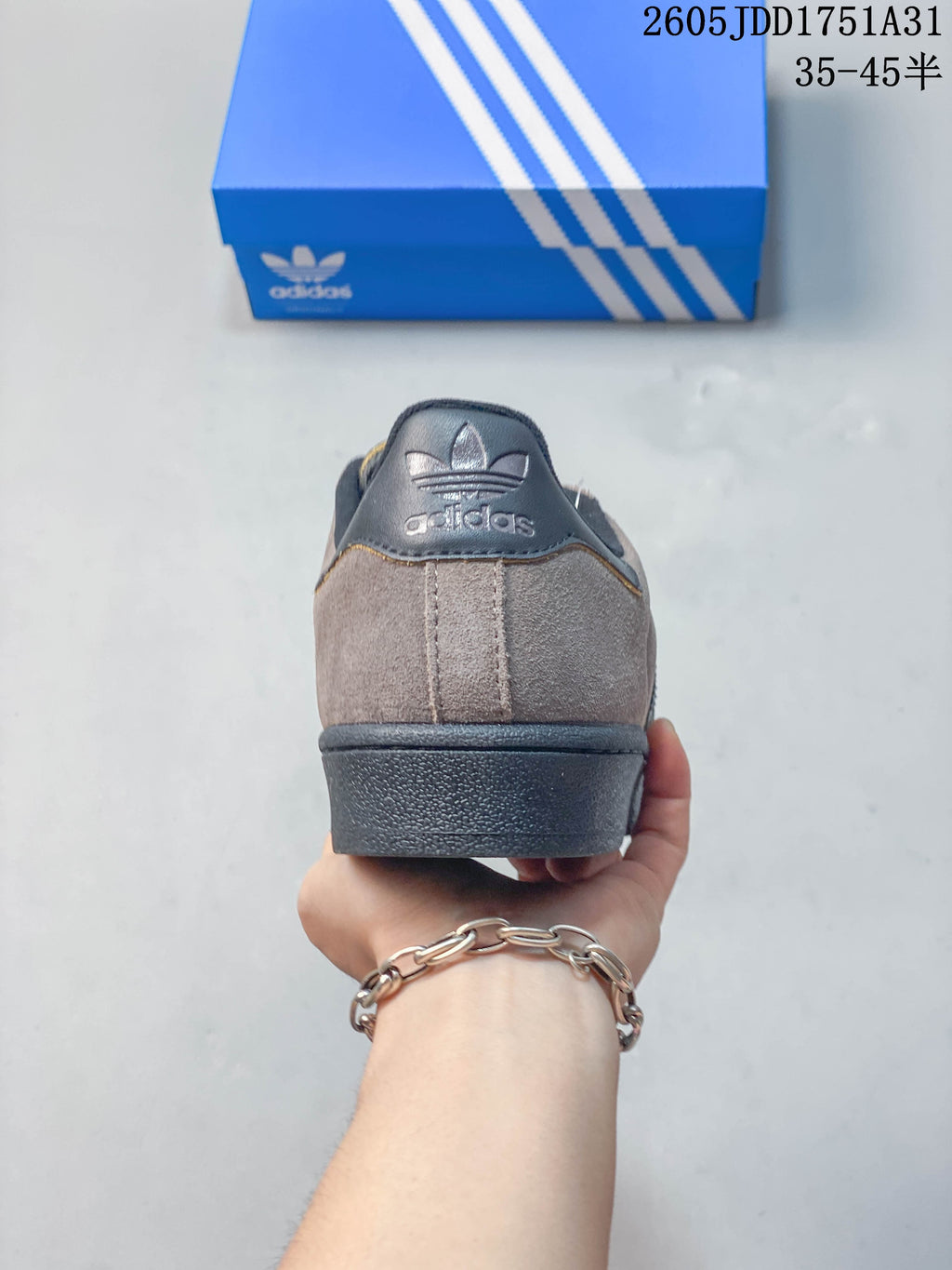 Rear view showing the heel detail and dark sole