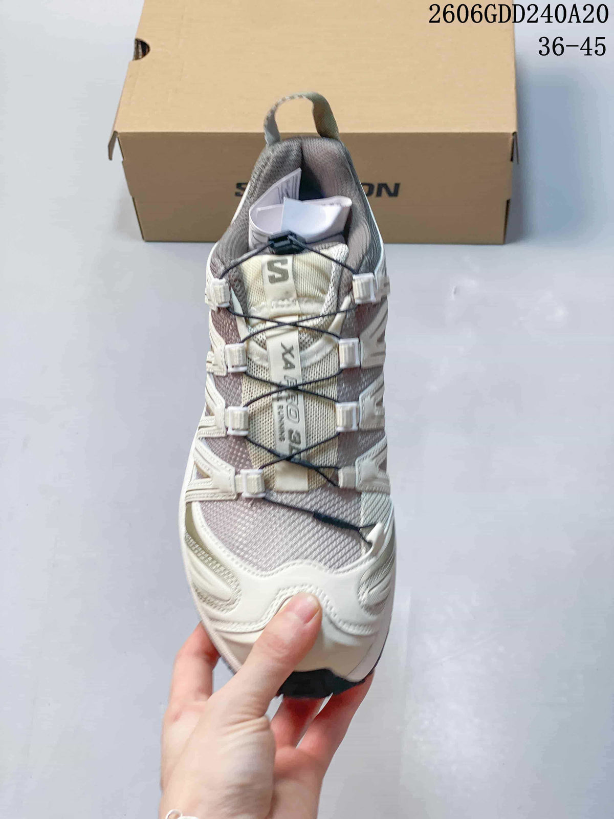 Front view showing the mesh-look upper and cord lacing.