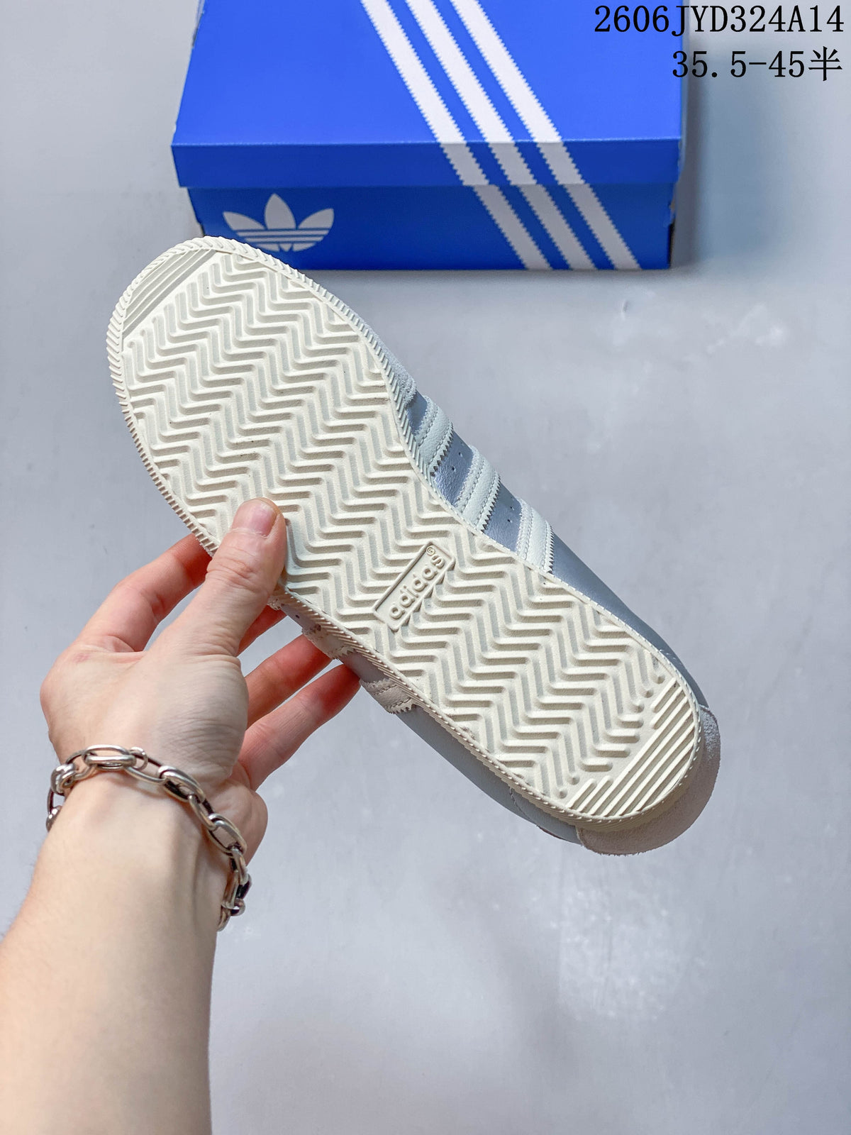 Textured rubber outsole of a silver and off-white Adidas CHANGLE sneaker