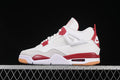 Side profile of a white and red Nike SB Air Jordan 4 sneaker