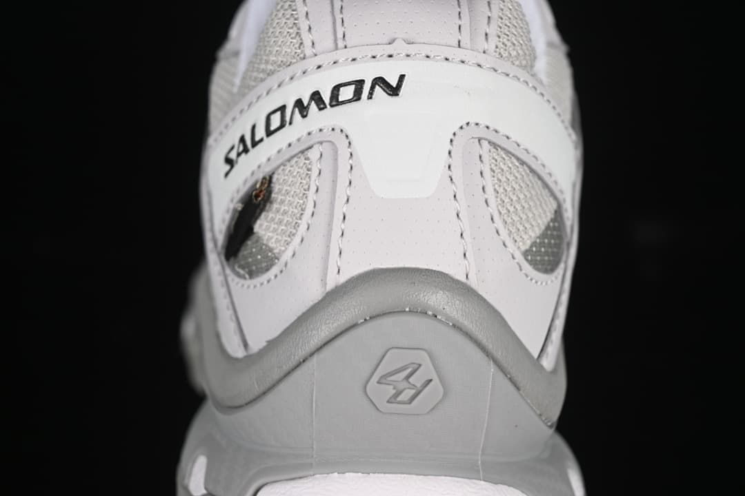 Rear view highlighting Salomon branding and heel structure