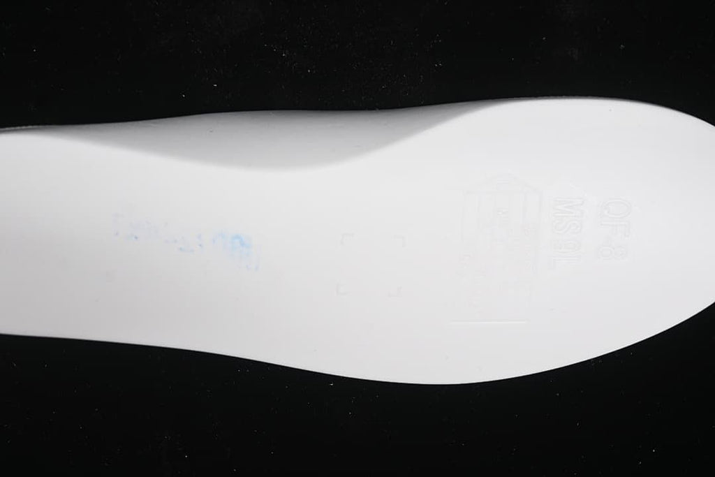 Close-up of the pale translucent outsole