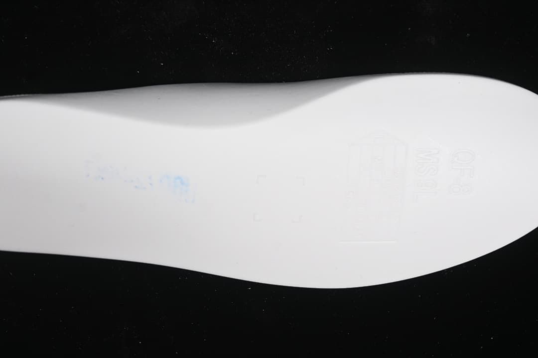 Close-up of the pale translucent outsole
