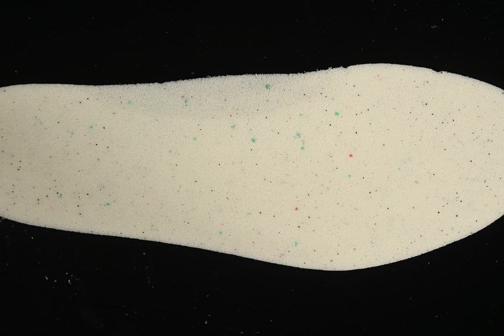 Close-up of a light-colored shoe insole