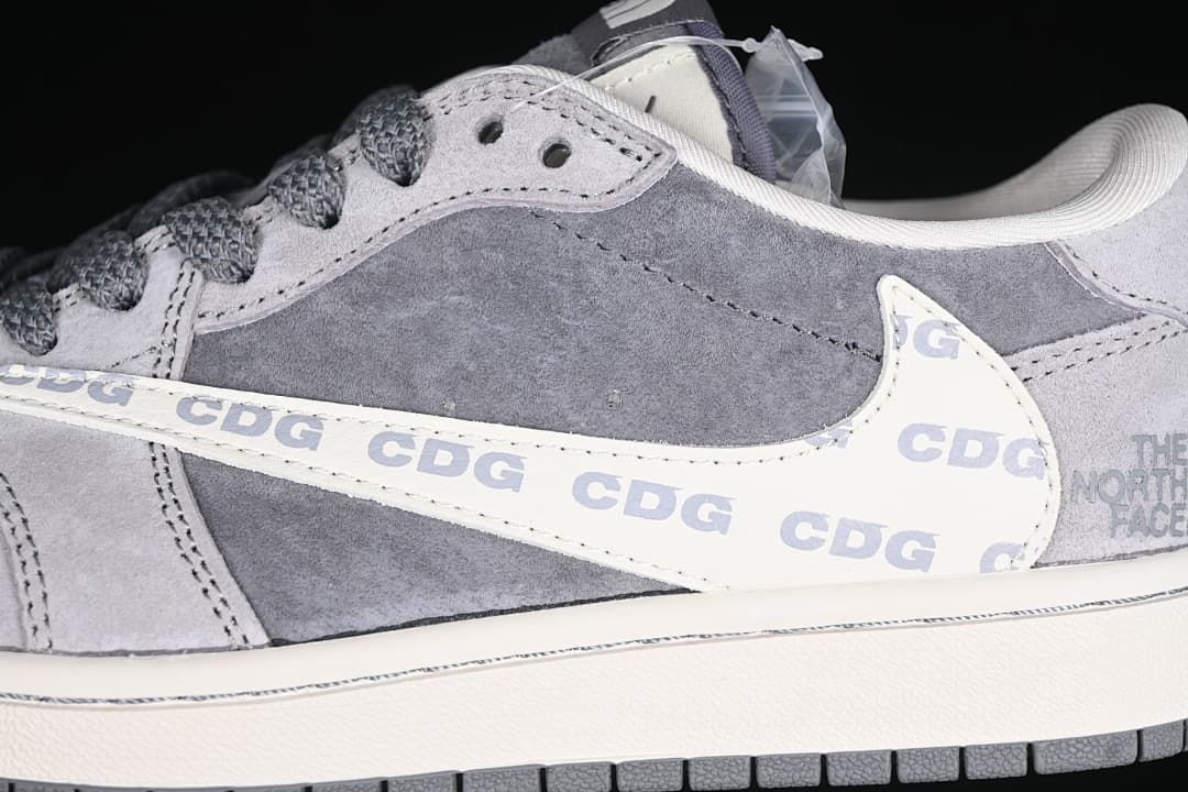 Close-up of the printed side detail and gray upper