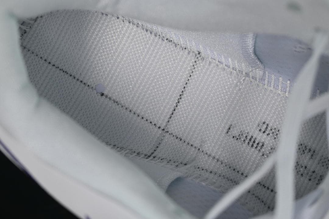 Close-up of the knit-textured shoe interior