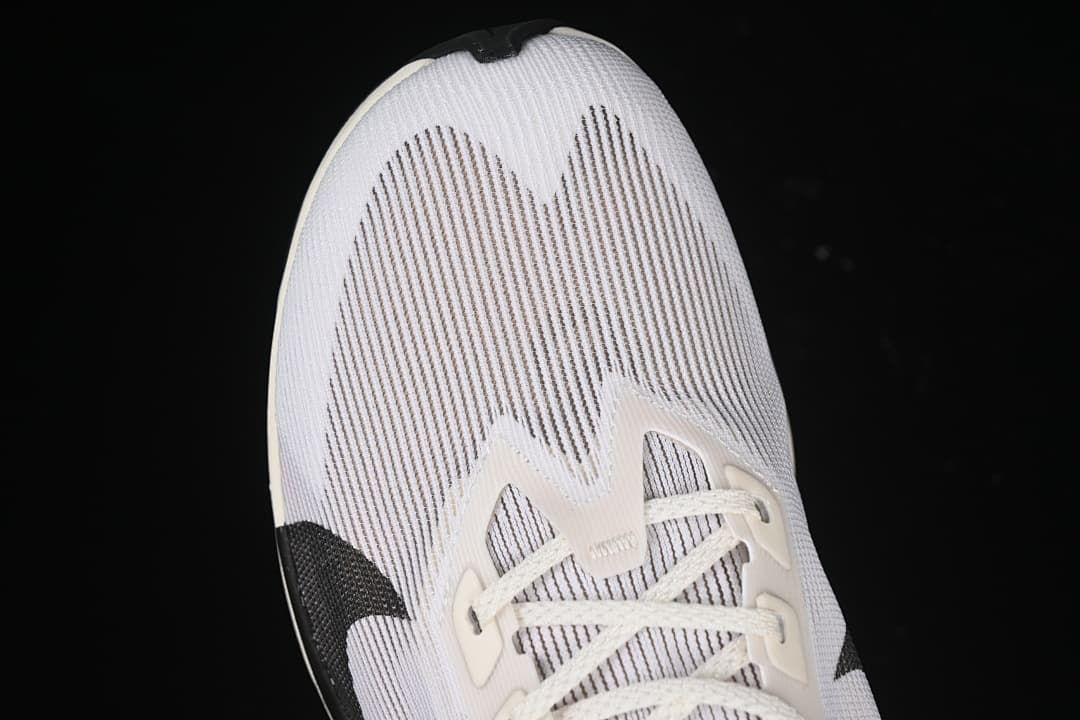 Top view of the shoe toe and lace area