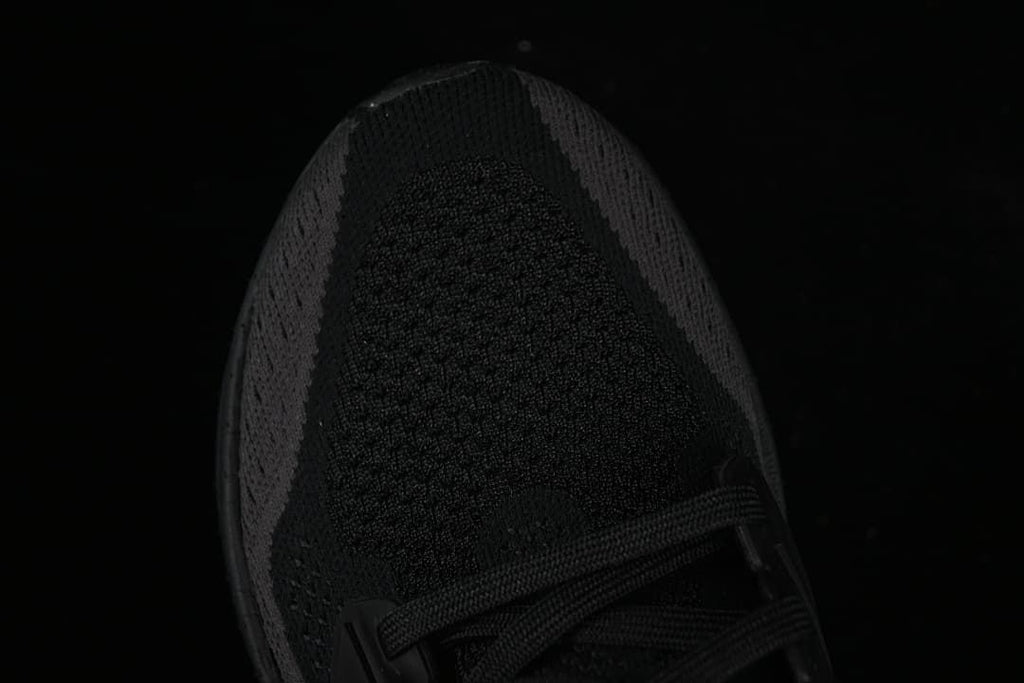 Top view of the textured black knit-look toe