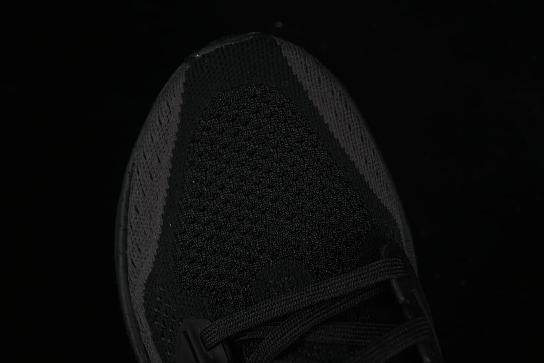 Top view of the textured black knit-look toe