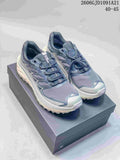 Pair of grey-blue Kailas trail running shoes shown from above at an angle