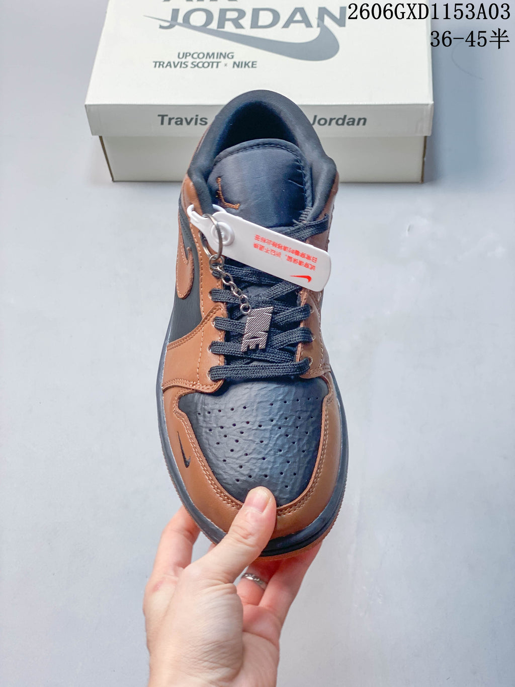 Top view showing perforated toe panel and dark laces