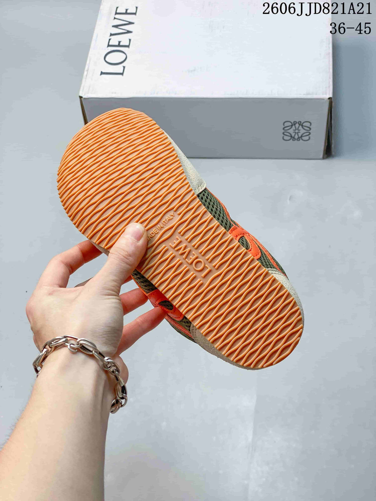 Gum-colored outsole with textured tread on a Loewe sneaker