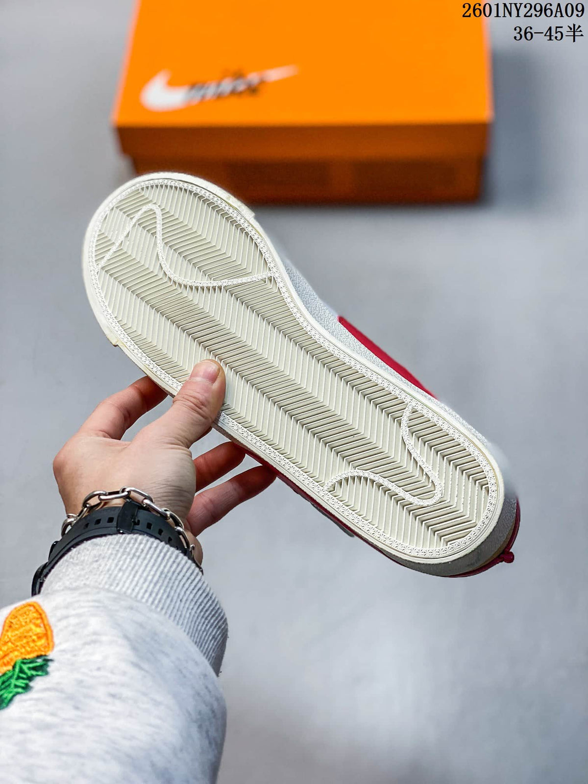 Close view of the sneaker's cream outsole with herringbone-style tread.