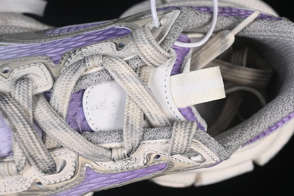 Close-up of the laces and layered upper.