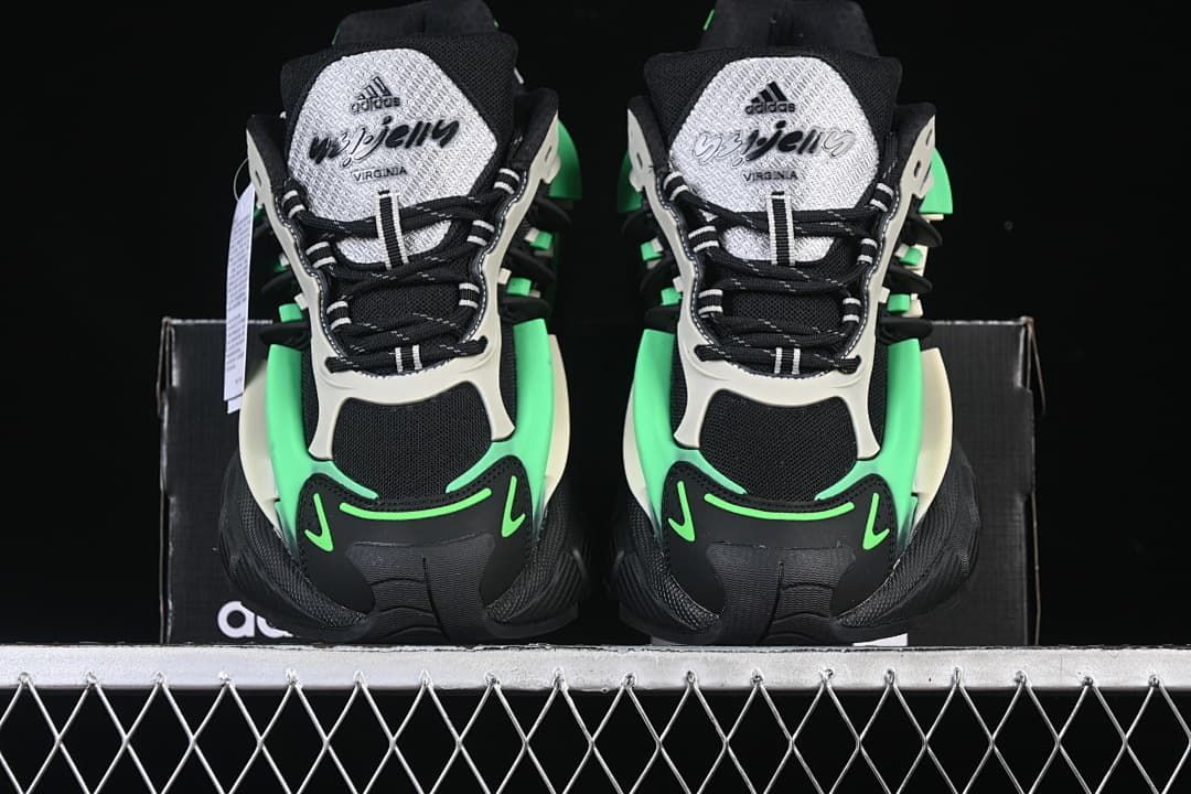 Front view of the pair showing toe overlays, laces and tongue patches