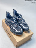 Navy and gray ECCO-style sneakers shown as a pair on a box; image displays style code 2606GGD383A13 and sizes 39–44.