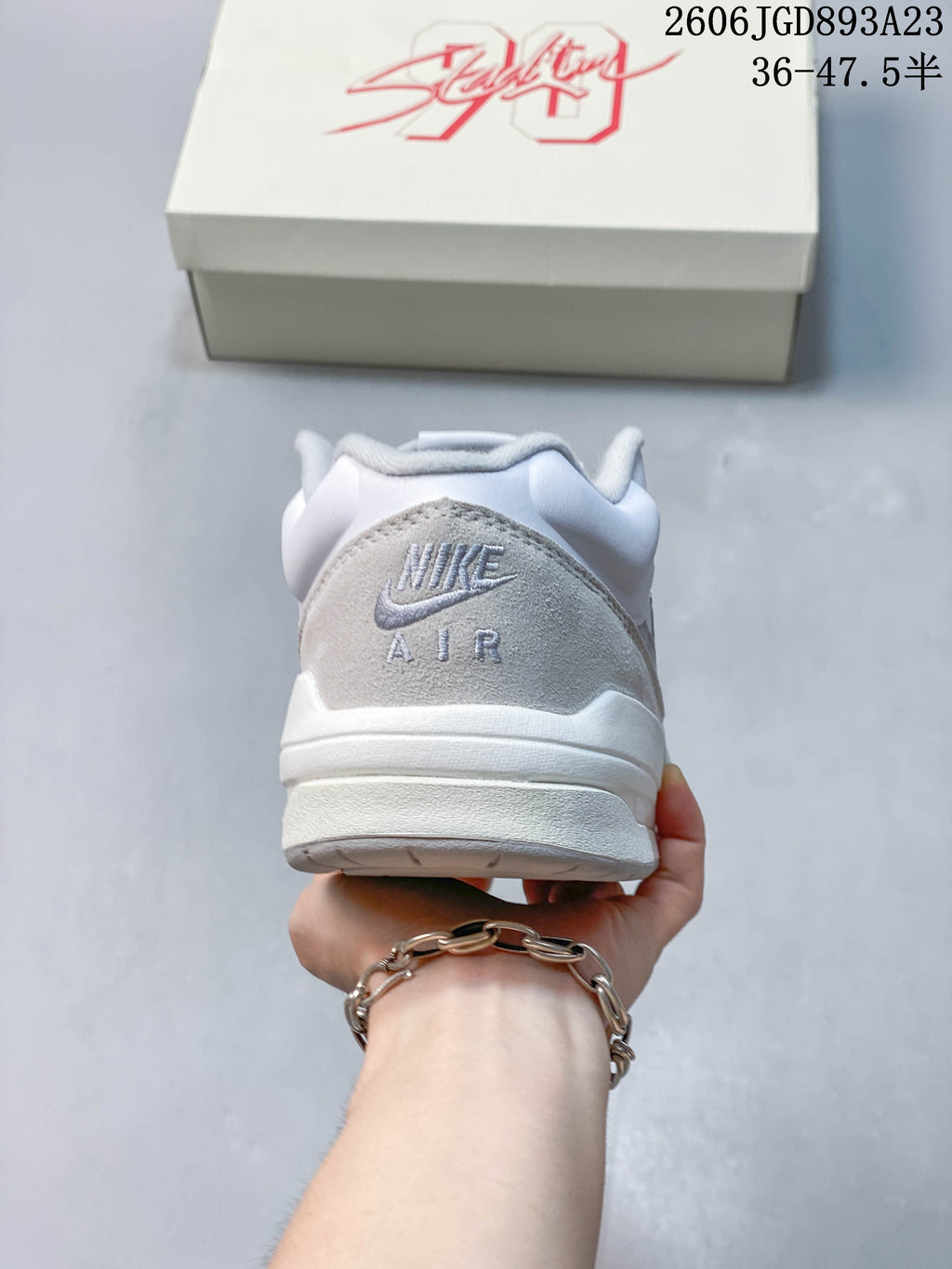 Rear view of the sneaker with Nike Air branding on the heel