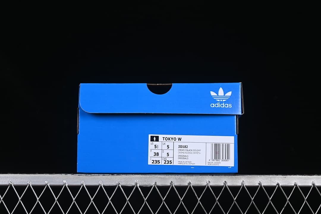 Blue shoe box label identifying the Tokyo W JI0182 and sample size
