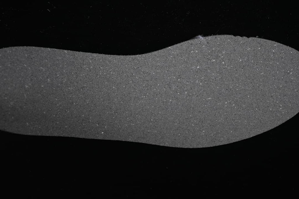 Close-up of the gray textured shoe insole.