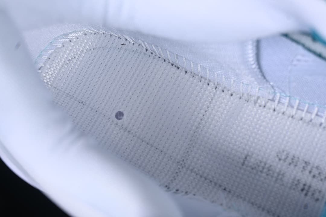 Close-up of the shoe's interior lining and stitching