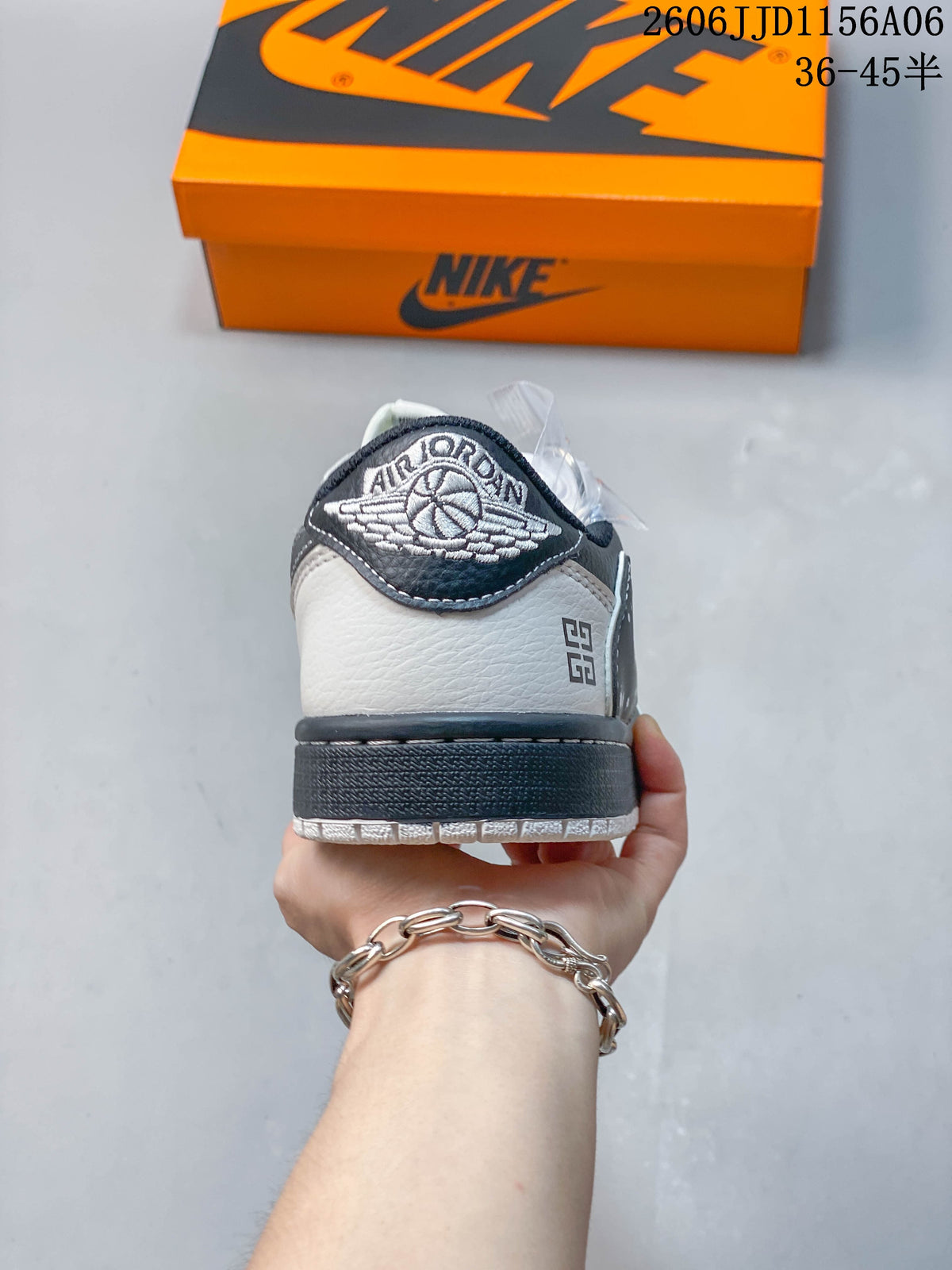 Rear view of the sneaker showing the heel panel and embroidered Air Jordan-style logo