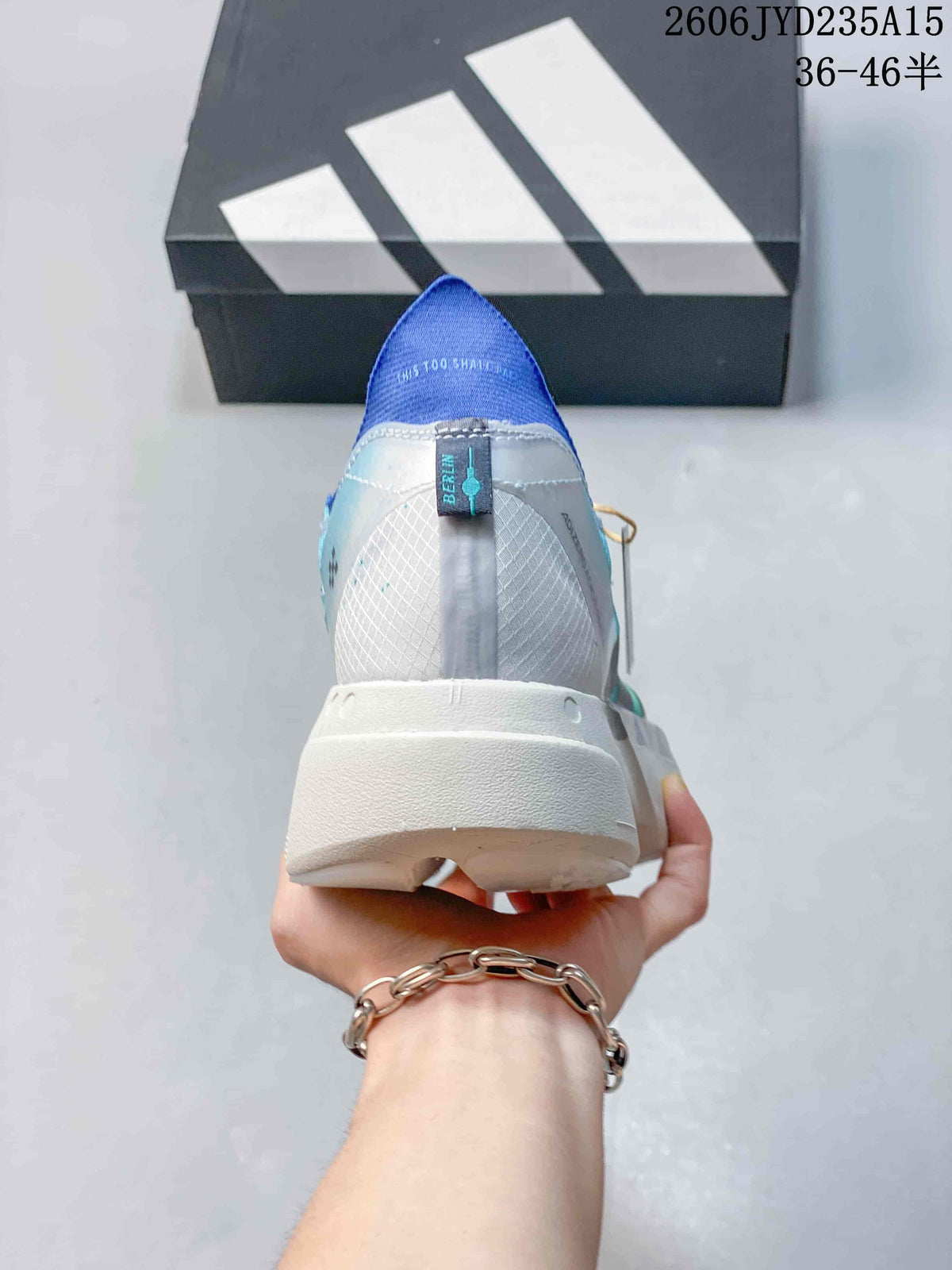 Rear view showing the heel and white sole