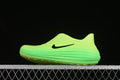 Side view of a vivid green Nike ReactX Rejuven8 clog with a black Swoosh.