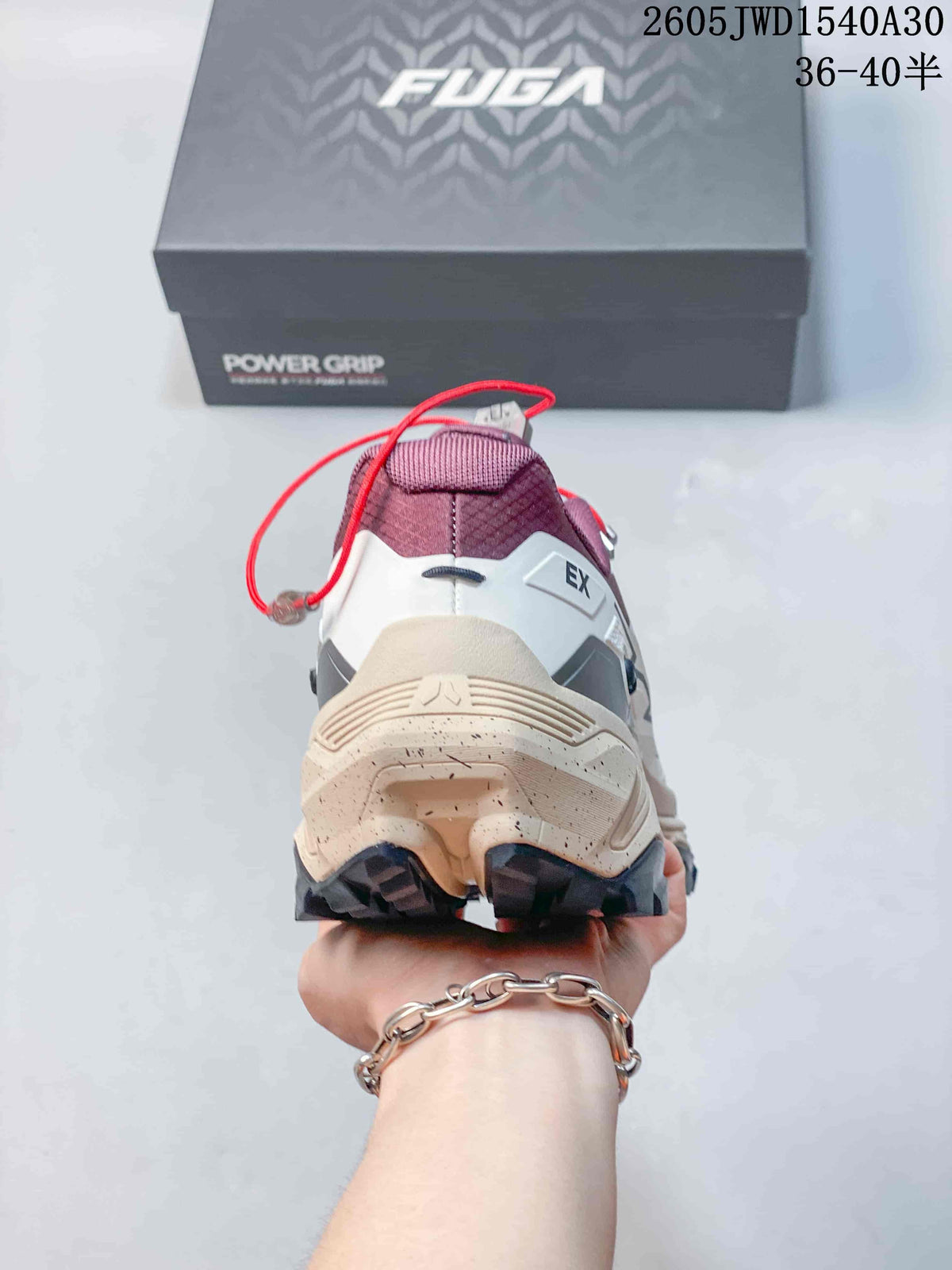 Rear view showing the heel and chunky outsole of a KAILAS FUGA EX3 BOA shoe