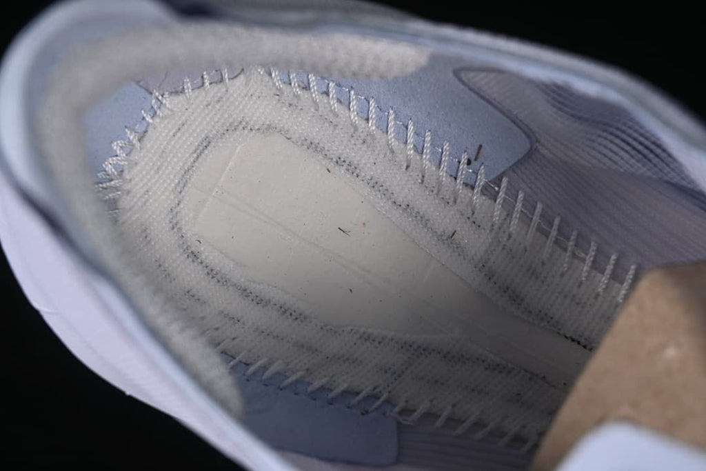 Close-up view inside the running shoe