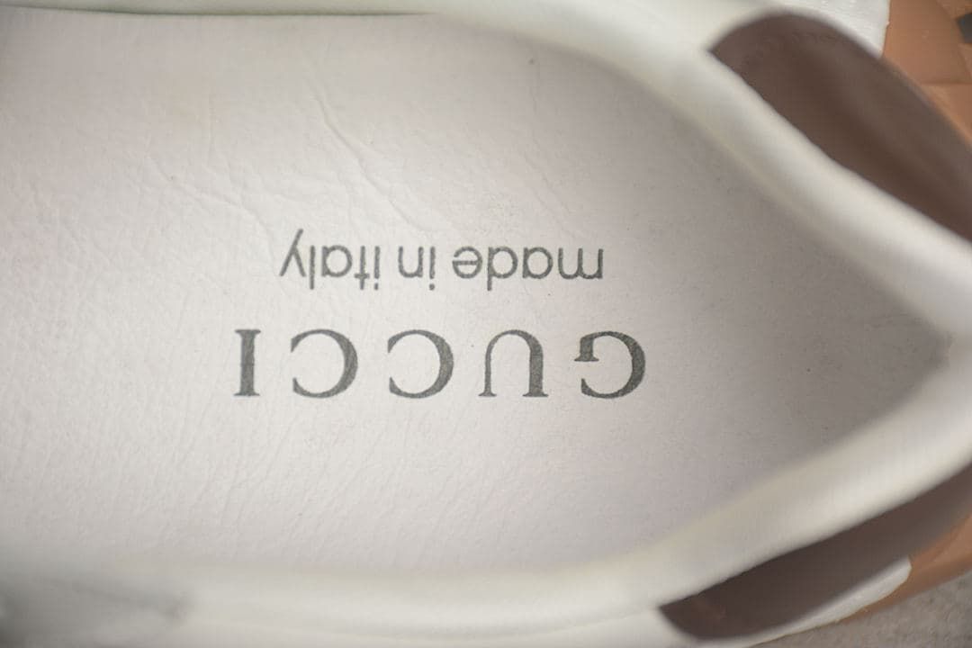 Close-up of the Gucci branding printed inside the sneaker