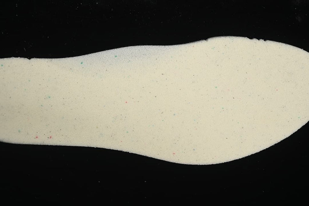 Light-colored insole viewed from above