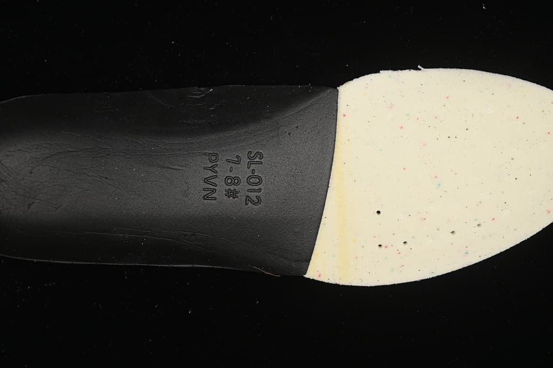 Close-up of shoe insole heel section