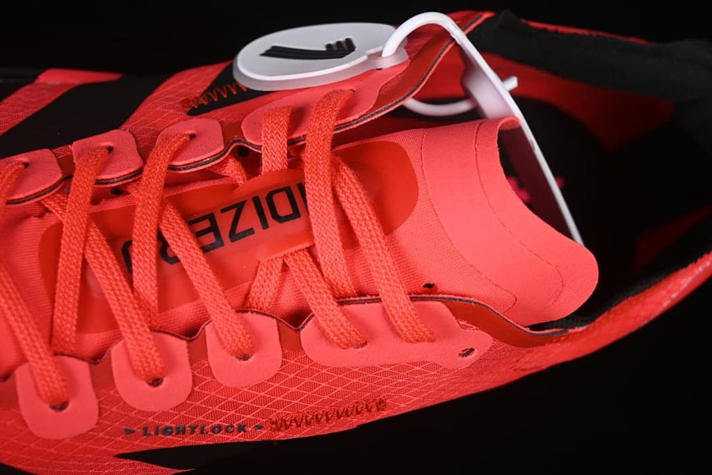 Close-up of the laces, tongue, and upper construction