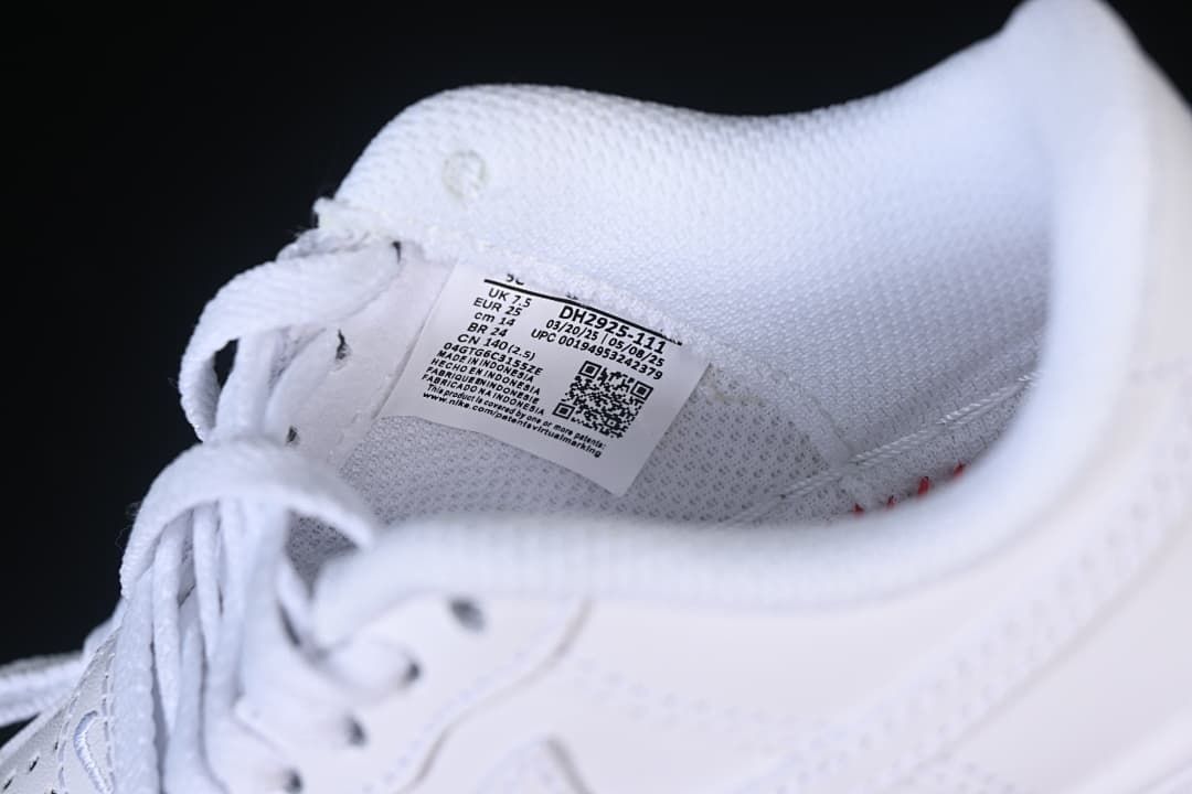 Close-up of the shoe tongue label showing style code DH2925-111