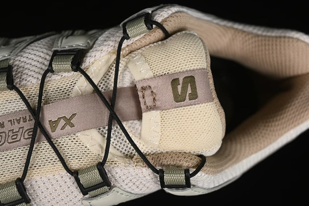 Close-up of the tongue and cord-style lacing system.