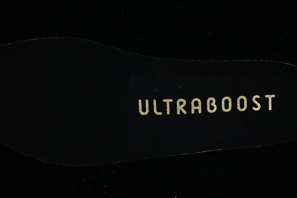 Close-up of the black insole with Ultraboost lettering.