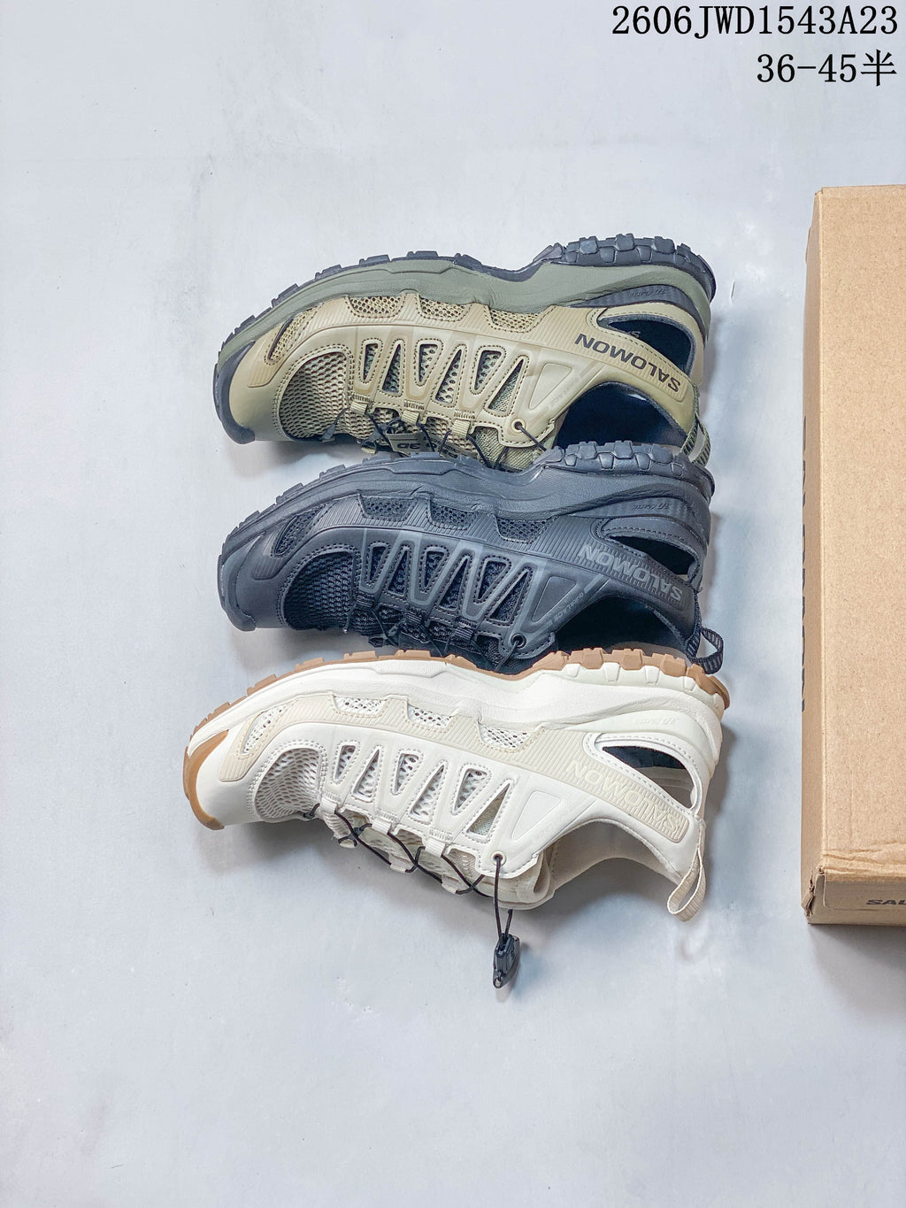 Three Salomon XA Pro 3D Amphib colorways shown side by side