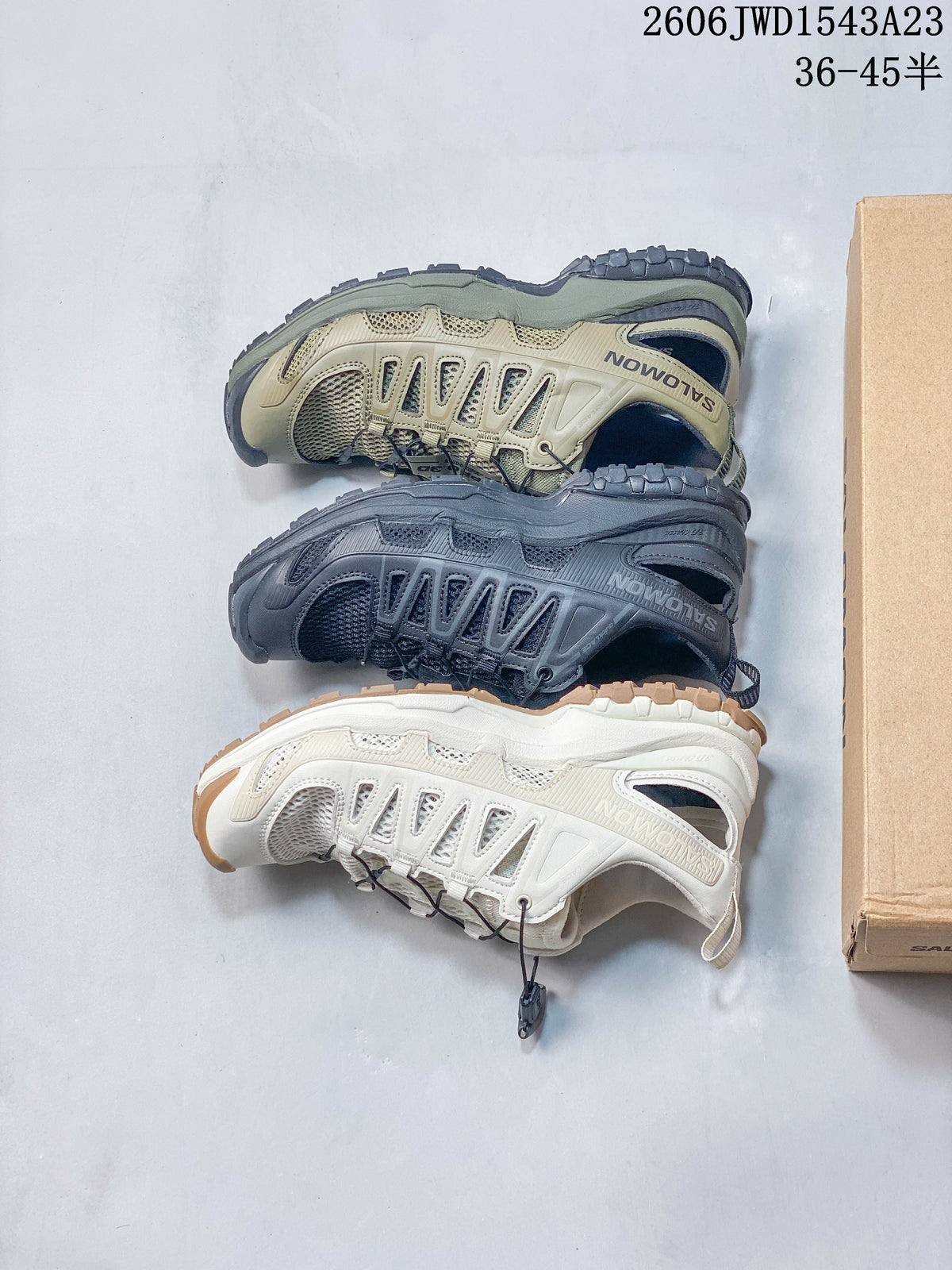 Three Salomon XA Pro 3D Amphib colorways shown side by side