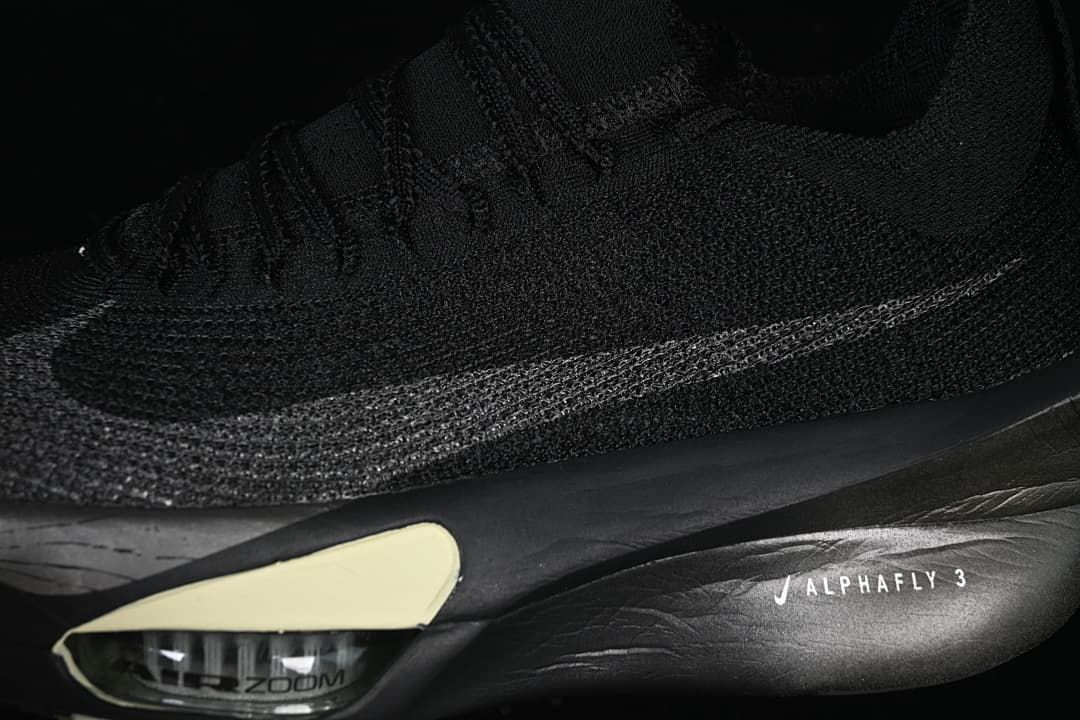 Close-up of the side Swoosh and Alphafly 3 sole marking