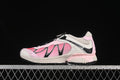 Side view of pink, off-white, and black Salomon XT-Whisper shoes