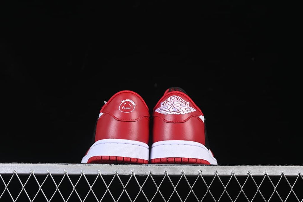 Rear view of the pair showing contrasting heel embroidery