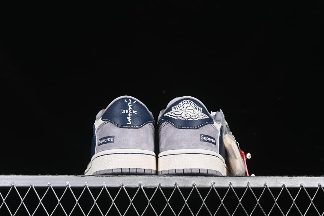 Rear view of both shoes with contrasting heel details