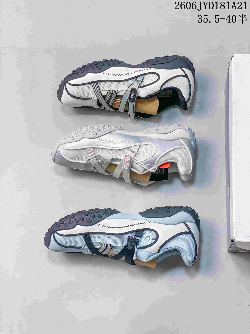 FILA Pebble Sandal shoes displayed in three color variations