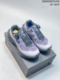 Pair of lavender and gray KAILAS FUGA EX3 hiking shoes with dial-adjustable lacing
