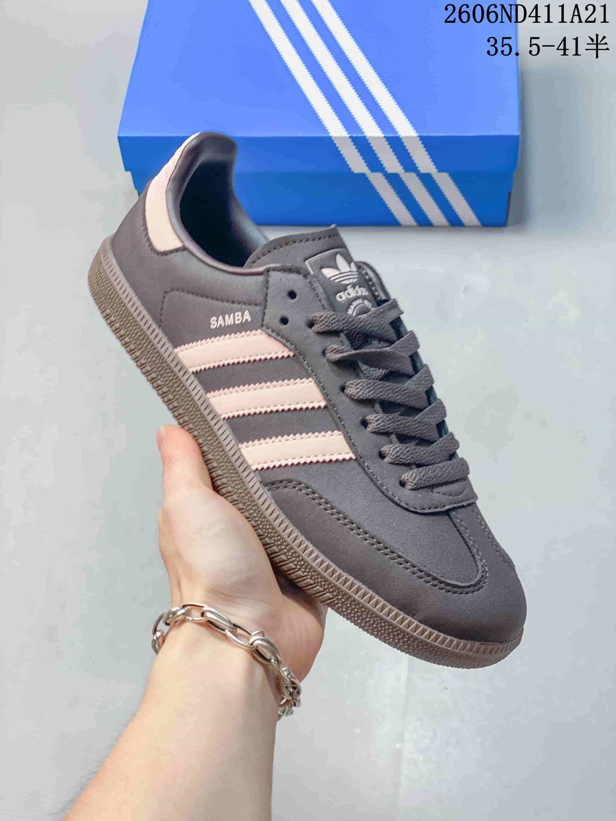 Angled side view showing the sneaker’s stripes, lace-up design and heel detail.